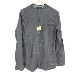 Jack & Jones Premium Derek Band Collar Striped Shirt Mens Navy Blue 12161787 NWT
